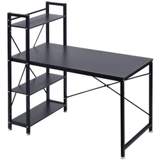 Topbuy Computer Desk Home Office Study Workstation Table W/ 4 Shelves Black