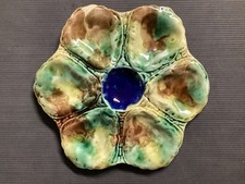 Antique 19th Century English Majolica Oyster Plate 10" Ceramic Hand Painted