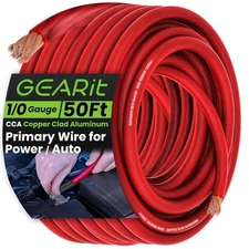 GEARit 1/0 Gauge Wire (50ft - Red Translucent) - 50ft, 