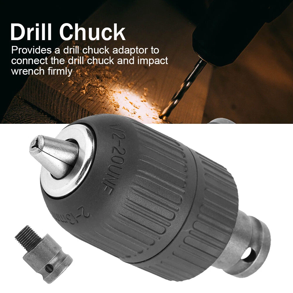 2 13MM 1 2 Inch Keyless Drill Chuck Screwdriver Impact Driver Adapter Hex Shank