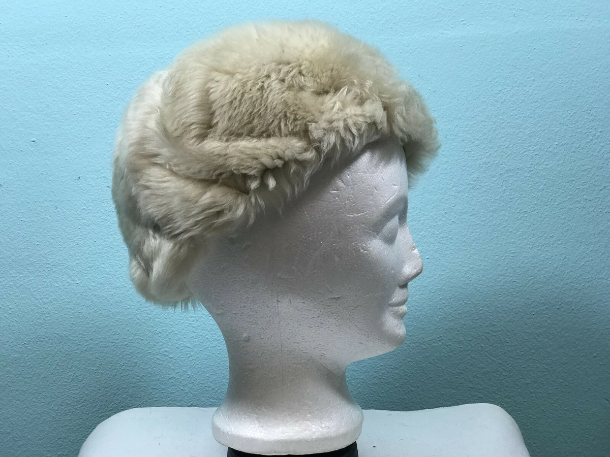 DAMEN LAMMFELL PELZ MÜTZE HUT WEISS ELEGANT TOP!