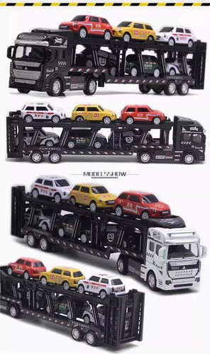 1:50 Double-decker Semi-trailer With Six Small Car Transportation Truck Model - Picture 16 of 21