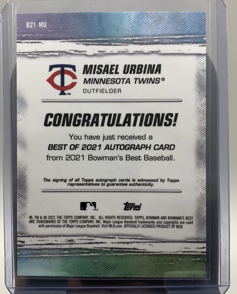 2x 2021 Bowman's Best MISAEL URBINA PROSPECT AUTO TWINS Bowman Autograph B21-MU - Image 2 of 4