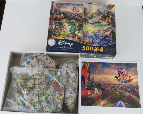 THOMAS KINKADE 4 - 500 Piece DISNEY Puzzles - Aladdin Beauty Pooh Little Mermaid - Picture 5 of 10