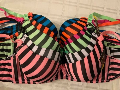 NEW  LADIES fashion  sexy ...Lot of 3 PCS   push-up  striped   PADDED  BRAS .. - Picture 2 of 9