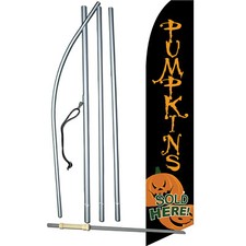 Pumpkins Sold Here Jack O' Lantern Flag with Flag Pole and Spike