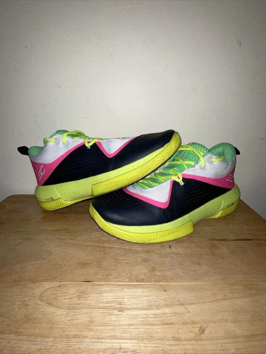 Under Armor Stephan Curry Youth Sneakers Size 7 Neon Pink, Green