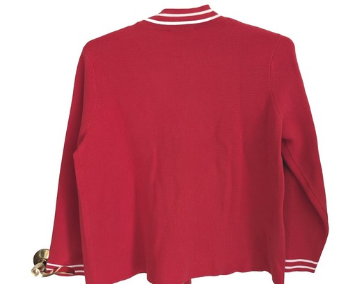 Belford Women's XL Knit Sweater Blazer 100% Pima Cotton Red White New W Tags - Picture 3 of 7
