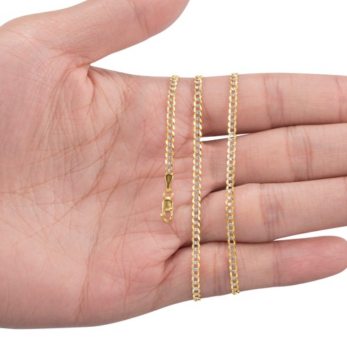 14K Yellow Gold Solid 2mm-12.5mm Diamond Cut Pave Cuban Chain Necklace 16"- 30" - Picture 107 of 144