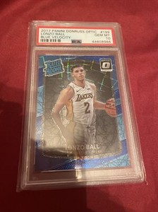 LONZO BALL 2017 PANINI DONRUSS OPTIC BLUE VELOCITY RATED ROOKIE #199 PSA 10