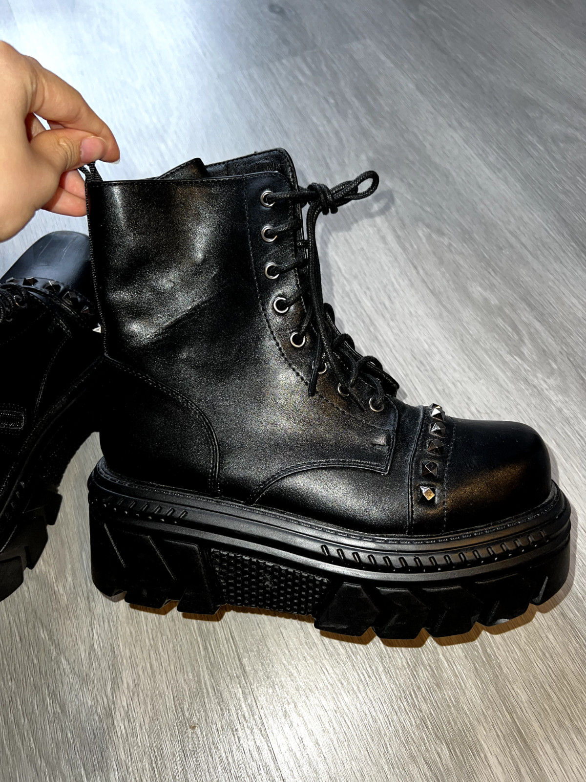 Koi Footwear Black Platform Studs Ankle Boots Womens UK 4 image 8