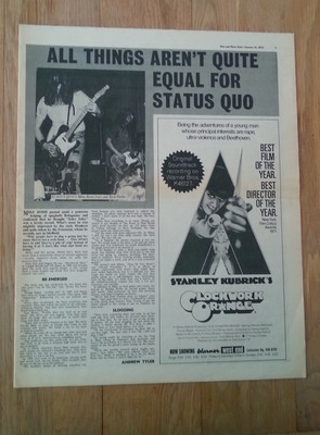 STATUS QUO 'not quite equal' 1972 UK ARTICLE / clipping