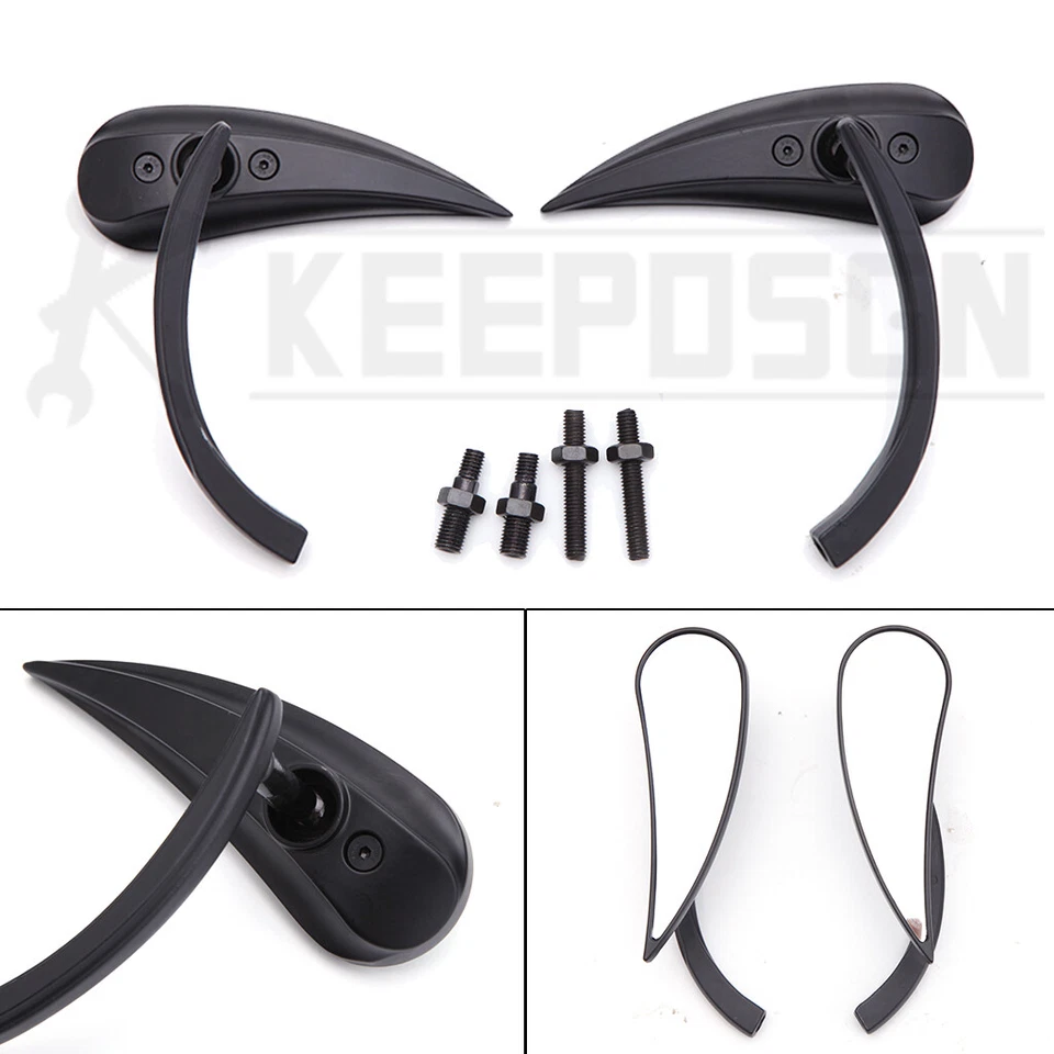 Black Teardrop Side Mirrors For Harley Davidson Softail Street Glide Road King - Изображение 3 из 4