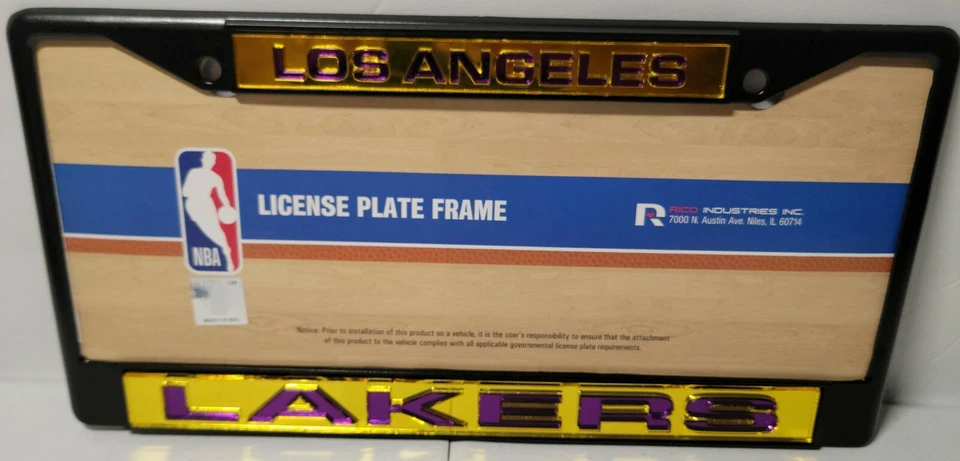 LOS ANGELES LAKERS CORTE LAZER EQUIPO COLORES 2 MATRÍCULAS MARCOS NEGROS Foto 2 de 2
