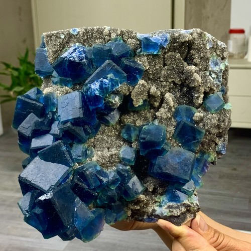 7.23LB Natural BLUE Cube Fluorite Mineral Crystal Specimen/China - 第 12/24 張圖片