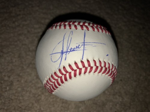 EIGHT BELLES PROUD SPELL FRIESAN FIRE JOCKEY GABRIEL SAEZ SIGNED BASEBALL COA