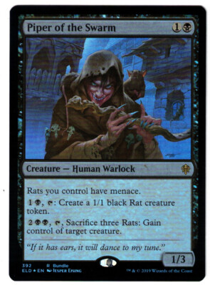 Piper of the Swarm 1x FOIL ELD MTG Throne of Eldraine Rare MINT black Piper of the Swarm 1x FOIL ELD MTG Throne of Eldraine Rare MINT black