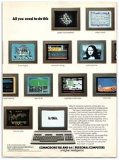 1986 Commodore Personal Computer 128 64 Print Ad A Higher Intelligence Screens