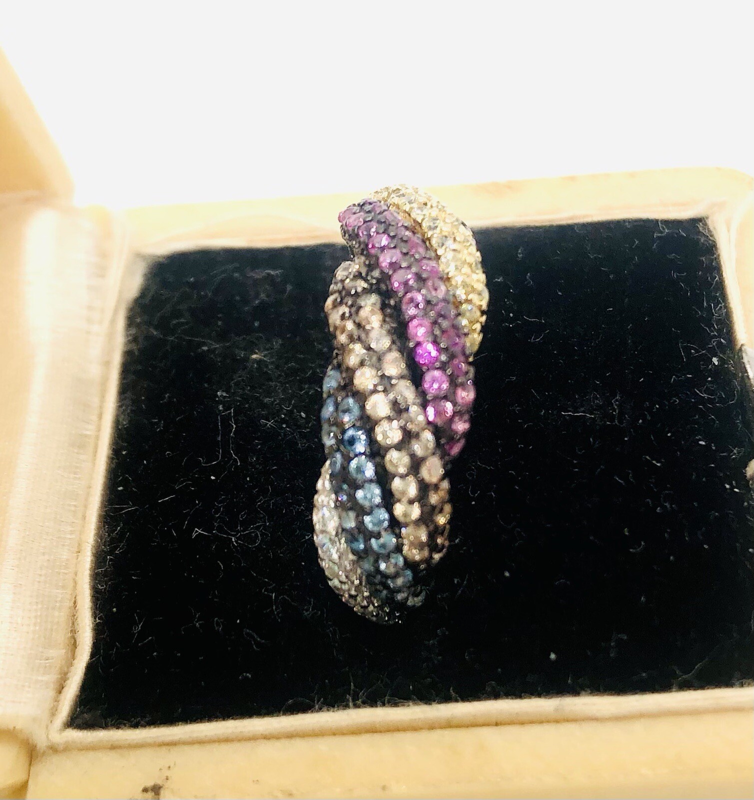 Sterling Silver Multi Gemstone Ring Wrap Topaz Ci… - image 2