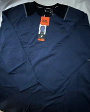 New Spyder Active Wear Long Sleeve Logo Base-Layer Shirt Men's XXL Navy Heather