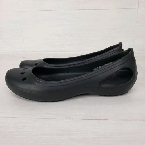 Crocs Women’s Kadee Black Rubber Ballet Flat Size 10 - Picture 2 of 9