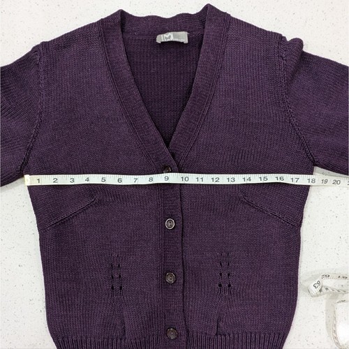 Mila Schön Damen Wolle lila Strick Cardigan Pullover Knöpfe vorne V-Ausschnitt dick M - Bild 4 von 10