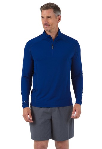 Ibkul Men's Long Sleeve Mock Neck Navy UPF 50+