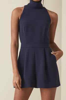 Reiss Lucille Navy Blue Playsuit Short Jumpsuit S M UK 10 14 BNWT