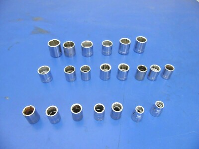 Craftsman 3/8'' Drive Metric Shallow Sockets,Lot of 21,USED,See Below for Sizes