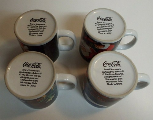 Coca Cola Weihnachten Weihnachtsmann 4er Set Steingut Tassen Kaffeetassen Neu in OVP - Bild 6 von 6
