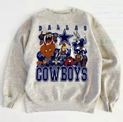 GILDAN Dallas Cowboys NFL Looney Tunes graphic ash color Sweatshirt men women