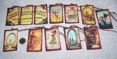 Halloween~Primitive~Witch~Wicca~Samhain~Linen Cardstock~Gift~Hang~Tags