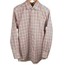 Eton Slim Fit Men's Large Long Sleeve Button Down Shirt Cotton Check Colorful