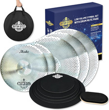 Low Volume Cymbal Pack with Drum Silencer Pads, 12Pcs, Cymbals Set - 14"/16"/18"