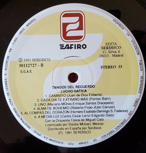 LUCHO GATICA ** Tangos Del Recuerdo ** 1991 Spain LP - Picture 4 of 4