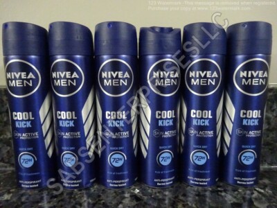 6 Nivea Men COOL KICK Quick Dry 72hr Antiperspirant Deodorant Body Spray 150ml