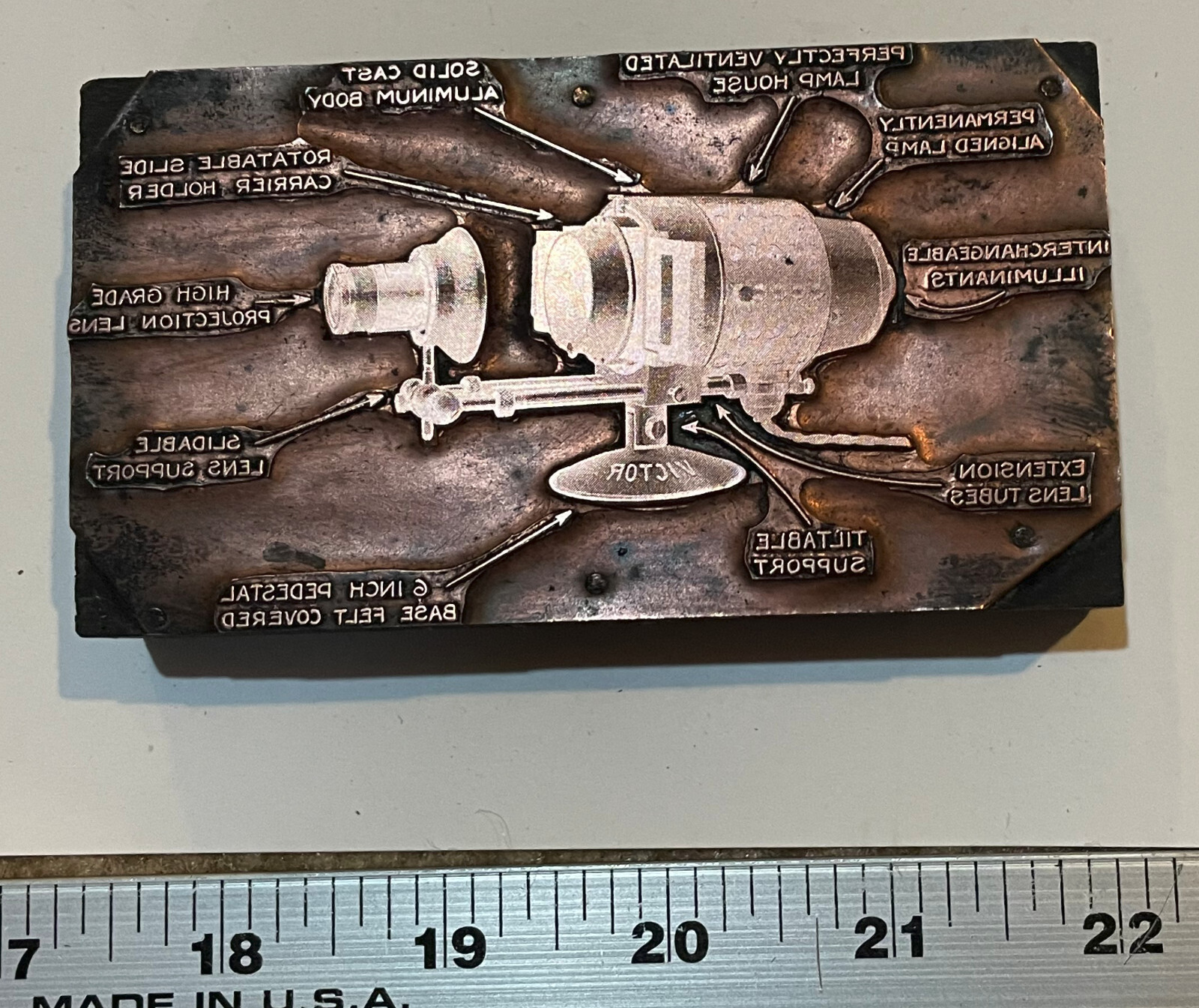 1900s Victor single magic lantern COPPER PRINTING PLATE BLOCK