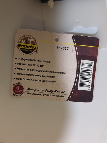 Cinturón de tela de polietileno Graintex 2"" con borde de cuero se adapta a 28""- 50"" cintura marrón correas nuevo con etiquetas - Imagen 5 de 6