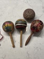 Lot Of Maracas Beautiful Hand Carved Cuba Acapulco