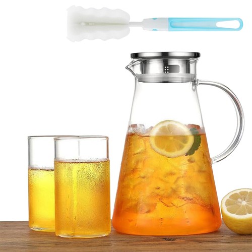 2L Glas Krug Karaffe Kühlkaraffe Getränkekaraffe Wasserkaraffe mit Filter Deckel - Bild 4 von 16