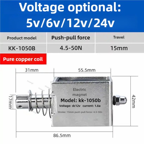 Elektromagnet DC5V DC6V DC12V DC24V Öffnen/Schließen Schub Zugmagnet Hub 5-20mm - Bild 16 von 20