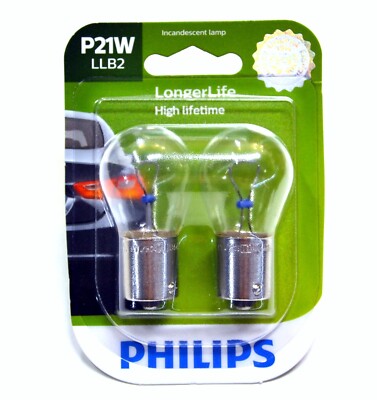 Philips LongerLife P21W 21W Two Bulbs DRL Daytime Running Light Replacement