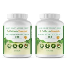 California Essentials Magnesium Glycinate 200mg - 120 Tablets, Pack of 2