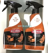 (2-Pk) Weiman LEATHER CONDITIONER Clean Protect Restore Car Auto Seat Shoe Sofa