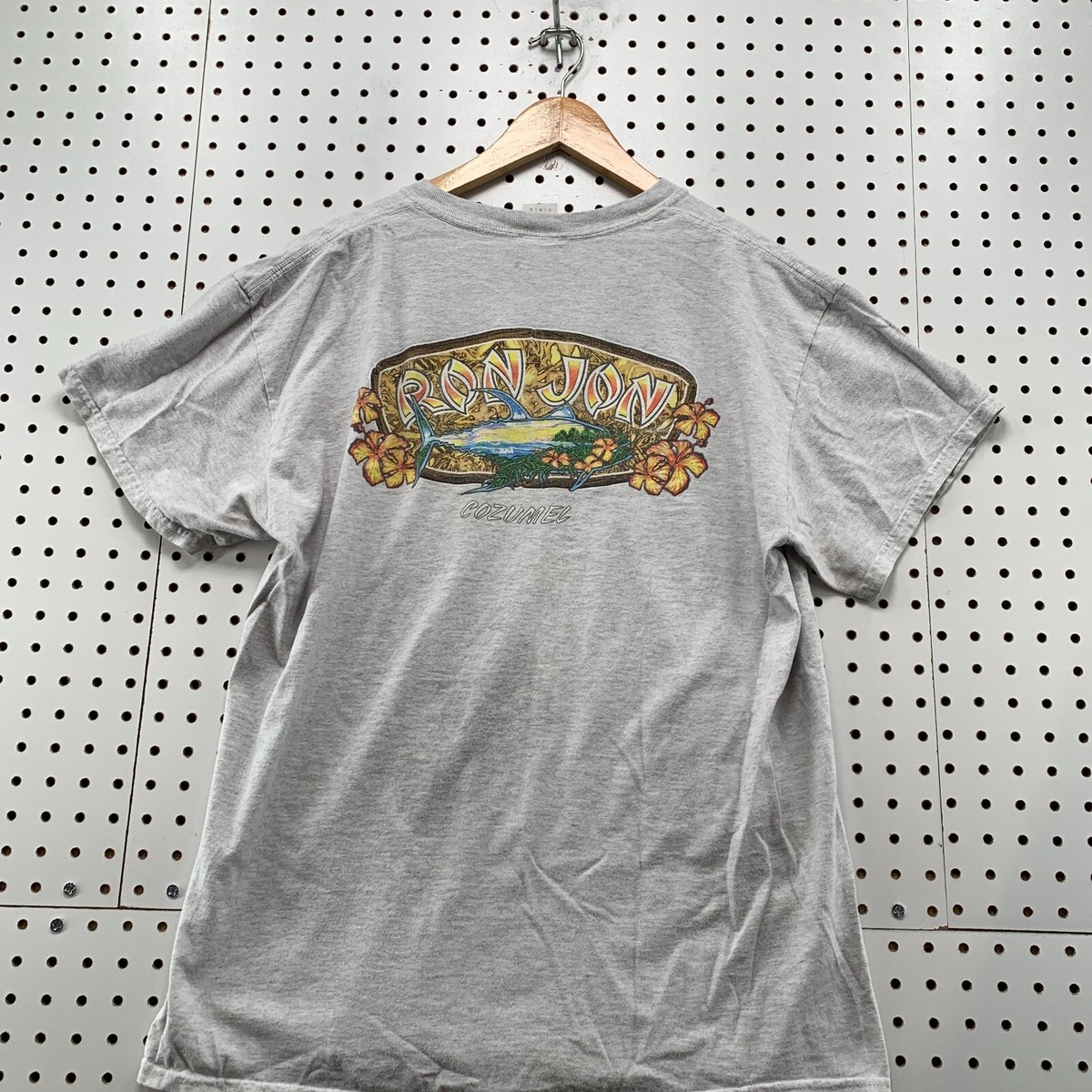 Ron Jon Surf Shop Shirt Mens Large Gray Conzumel Beach Tee 21x27