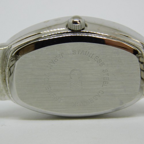 DMQ CZ Silver Tone Quartz Analog Women's Watch Sz. 7 1/2" New Battery - Picture 6 of 10