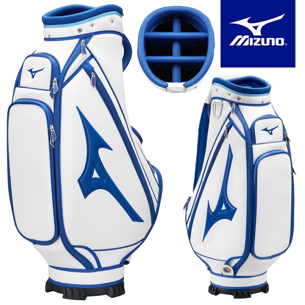 Mizuno Tour Staff Mid Golf Cart Bag - White/Blue Mizuno Tour Staff Mid Golf Cart Bag - White/Blue