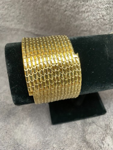 2 Pulseras UNA Tono Plata y Oro Metal Puño Apilado Brazalete Disfraz Joyero - Imagen 4 de 9