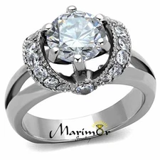 2.5 Ct Round Cut AAA Zirconia Stainless Steel Engagement Ring Women's Size 5-10
