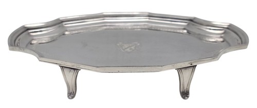 ANTIQUE Hallmarked Silver Plate 7 1/4" Serving Tray with Crest - Picture 2 of 5